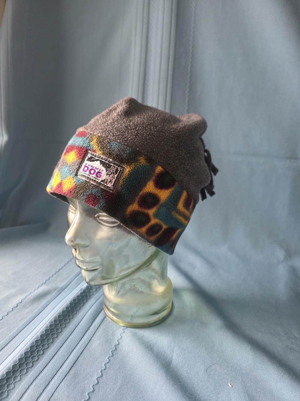 Summit Dog Vintage Fleece Tassel Beanie Hat Gunnison Colorado Made in USA One Sz